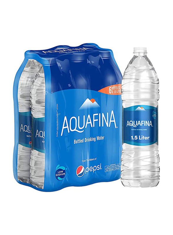 Aquafina Bottled Drinking Mineral Water, 6 Bottles x 1.5 Litres