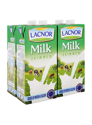 Lacnor Skimmed Uht Milk, 4 Tetra Pack x 1 Liter