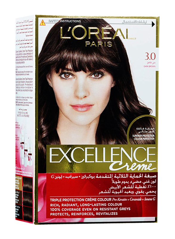 L'Oreal Paris Excellence Creme Hair Color, 3 Dark Chestnut Brown