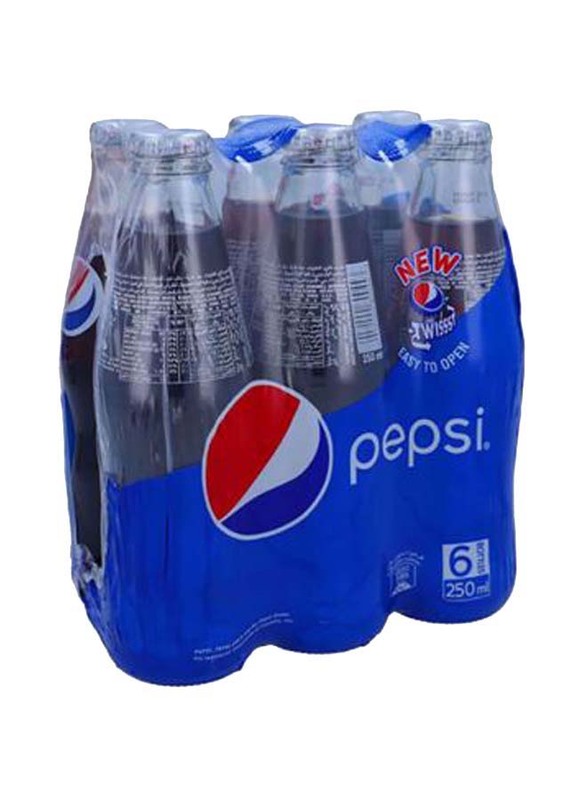 Pepsi Regular Glass Bottle Soft Drink, 6 x 250ml