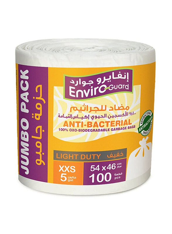 

Enviro Guard Antibacterial Garbage Bags, (54 x 46 cm), 5 Gallon, 100 Sheets