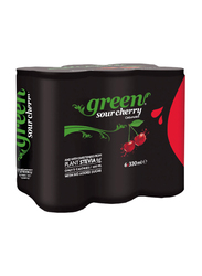 Green Cola No Added Sugar Cherry Flavor Carbonated Drink with Sweeteners, 6 x 330ml