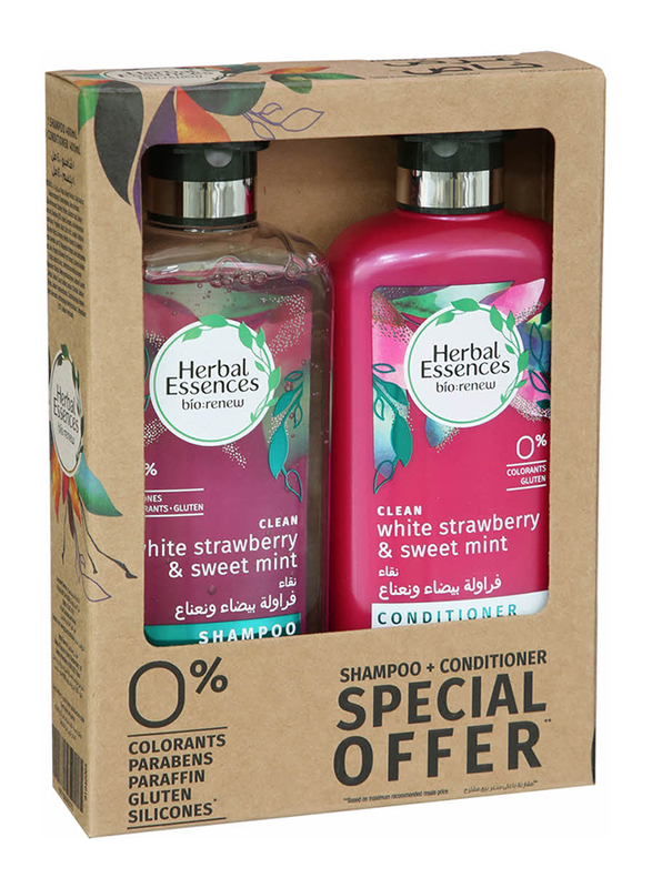 Herbal Essences Bio:Renew Clean White Strawberry & Sweet Mint Shampoo & Conditioner for Coloured Hair, 2 x 400ml