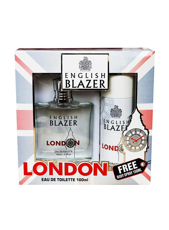 

English Blazer 2 Piece London Gift Set for Men, 100ml EDT Perfume, 150ml Deodorant