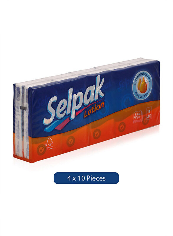 

Selpak Lotion Disposable Pocket Wipes, 10 Pieces x 4 Sheets