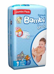 Sanita Bambi Baby Diaper, Size 3, Medium, 5-9 Kg, 70 Counts