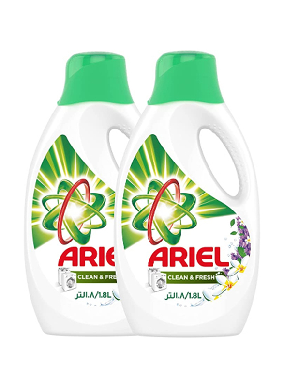 Ariel Clean Fresh Automatic Power Gel Laundry Detergent, 2 x 1.8 Liter