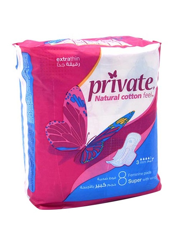 Private Thin Max Butterfly Sanitary Pads, 8 Pads