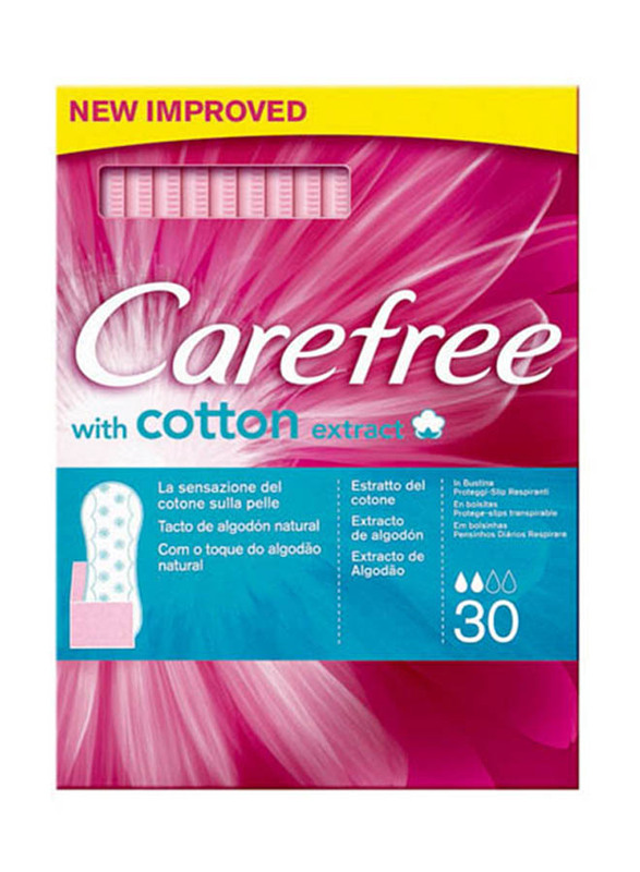 Carefree Cotton Extract Airflow Panty Liners Sanitary Pads, Normal, 30 Pads