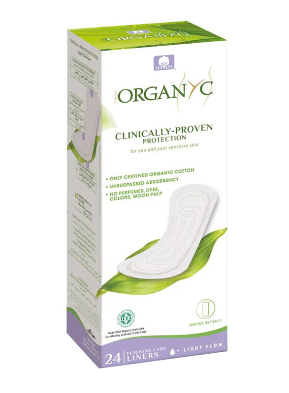 

Organyc Cotton Flat Panty Liners, White, 24 Pieces