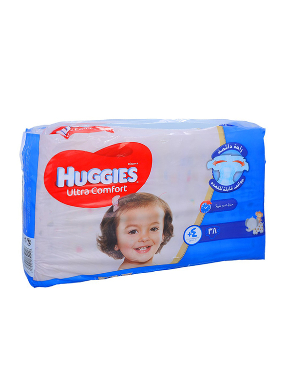 Huggies Ultra Comfort Superflex Diapers, Size 4 Plus, 10-16 kg, Economy Pack, 38 Count