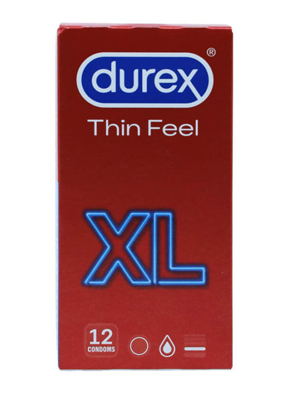 Durex Thin Feel Condom, Red, Extra-Large, 12 Pieces