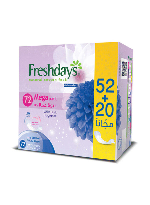 

Freshdays White Musk Fragrance Daily Pantyliners, White, 72 Pieces