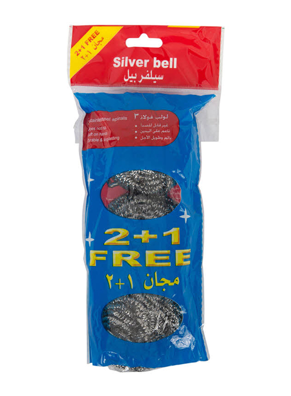 Silver Bell Stainless Steel Spiral Bag, 3 Pieces