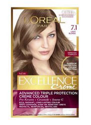 L'Oreal Paris Excellence Creme Hair Color, 7.1 Light Blonde, 172ml