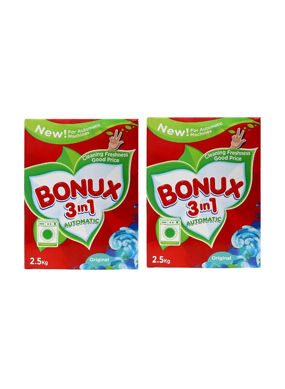 

Bonux Automatic Laundry Detergent Powder, 2 x 2.5 Kg