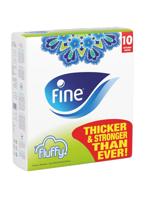 

Fine Fluffy Facial Tissue, 10 x 200 Sheets