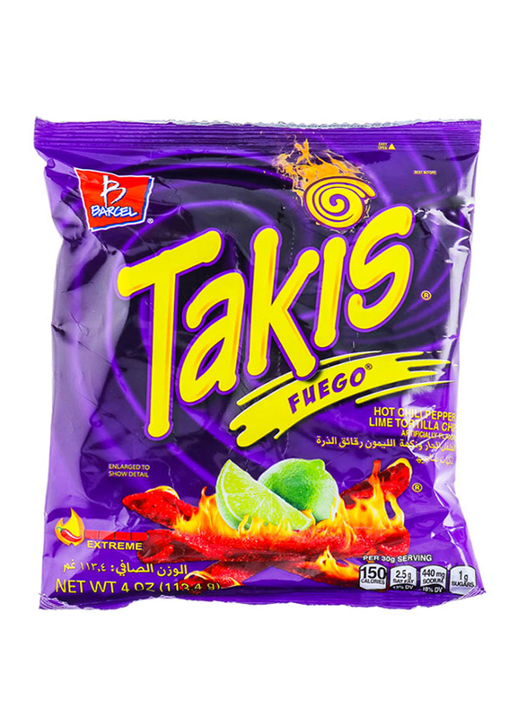 Takis Fuego Peper Lime Tortilla Chips, 113g