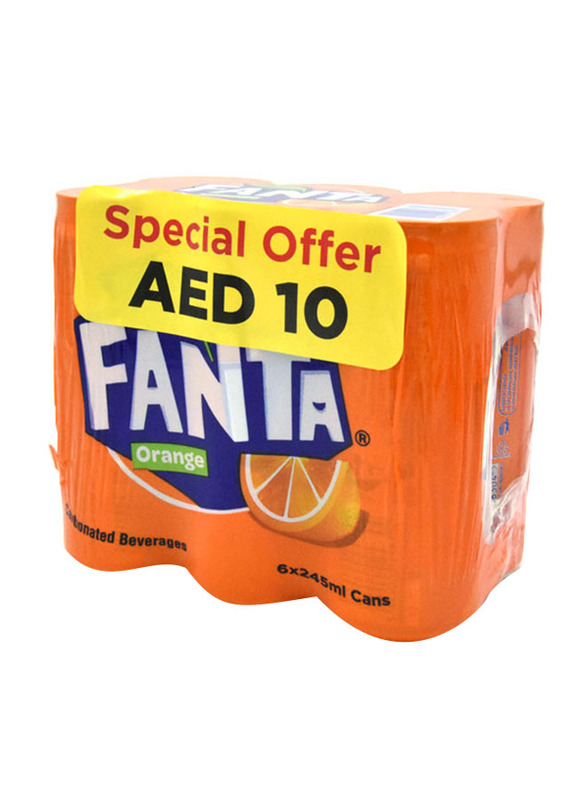 Fanta Orange Soft Drink, 6 Can x 245ml