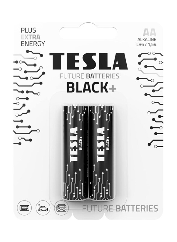 

Tesla Black+ AA 1.5V Alkaline Batteries, 2 Pieces, Black