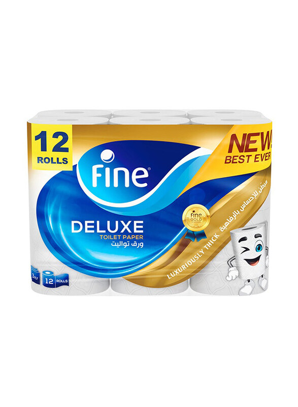 

Fine Deluxe Highly Absorbent Toilet Paper, 3 Ply, 12 Rolls x 140 Sheets