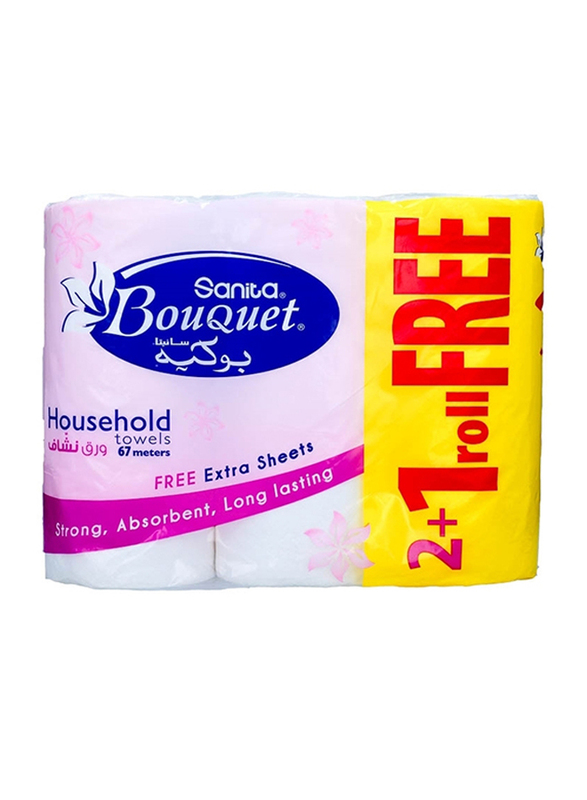 Sanita Bouquet House Hold Towel Rolls, 3 Rolls