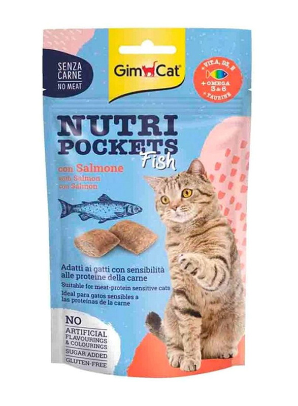 

GimCat Nutri Pockets Cat Treats with Salmon for Meat Protein Sensitive Cats, 60g