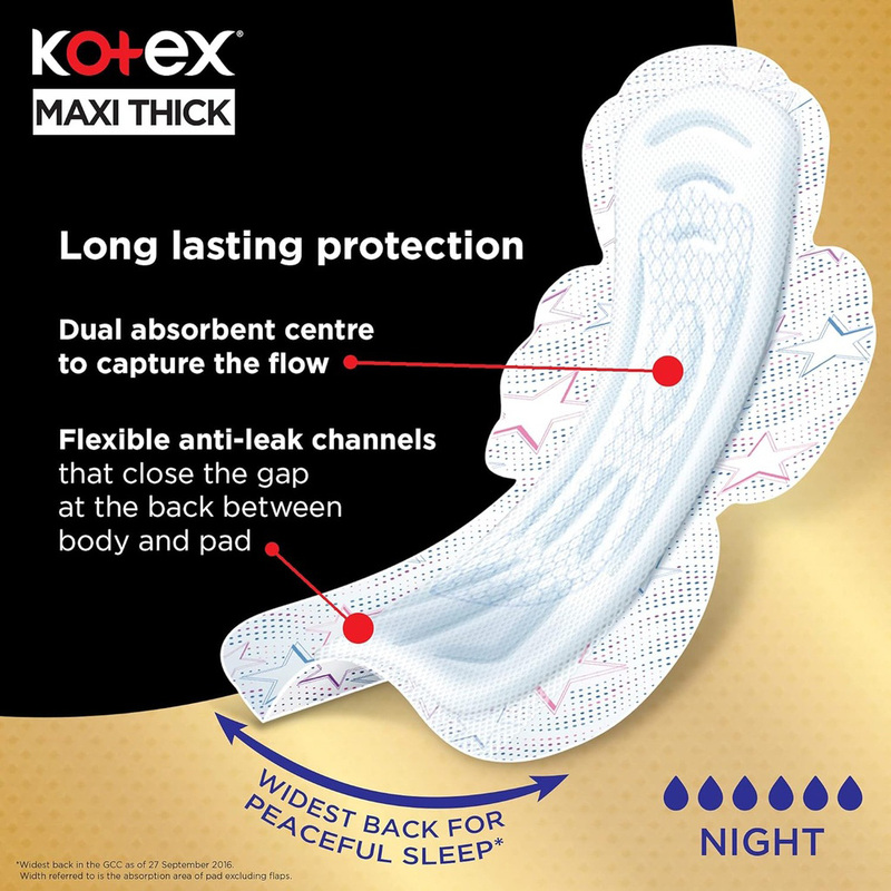 Kotex Nighttime Maxi Sanitary Pads with Wings, 24 Piece