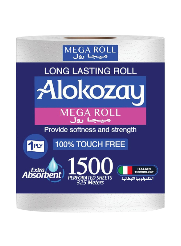 Alokozay Mega Roll, 1 Ply x 1500 Sheets (325 Meters) x 1 Roll