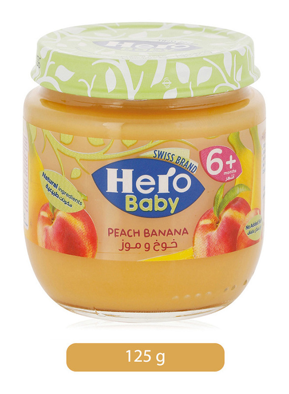 Hero Baby Peach & Banana Baby Pure Food, 6 Months-1 Year, 125g