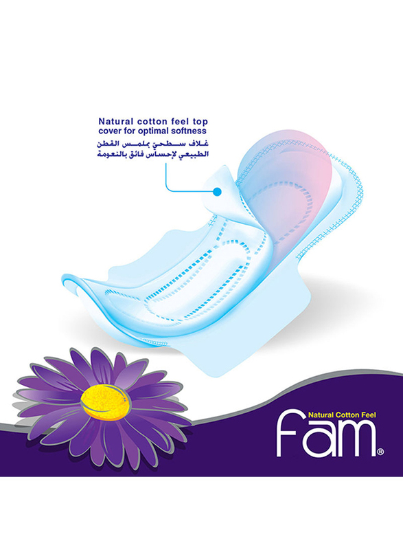 Fam Extra Thin Sanitary Pads with Wings, Regular, 10 Pieces