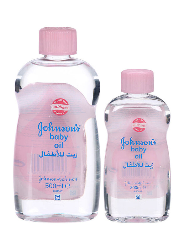 

Johnson's 2-Piece 500ml & 200ml Baby Moisturising Oil Set, Newborn, Clear