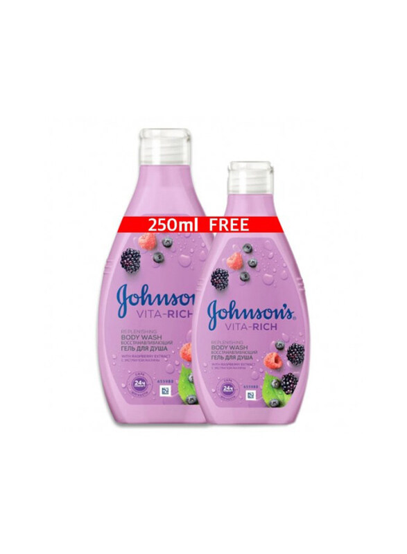 

Johnson's Vita Rich Raspberry Replenishing Body Wash, 400ml & 250ml, 2 Pieces