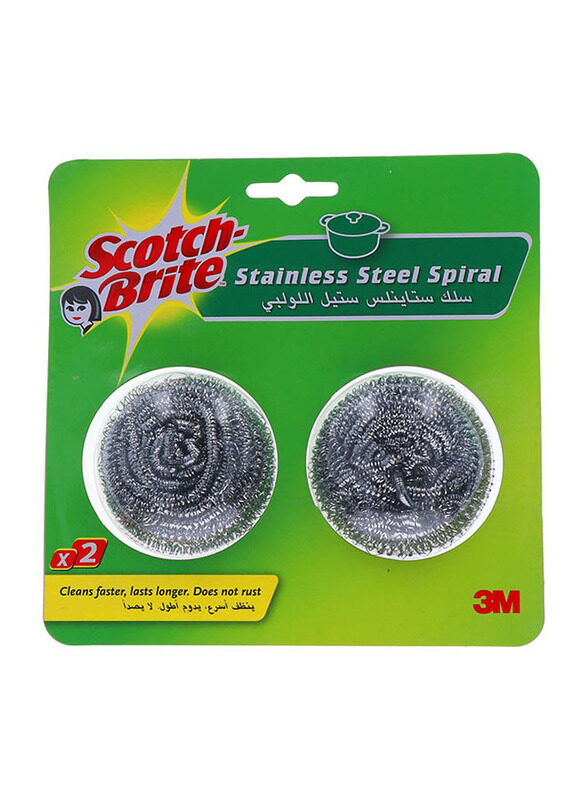 

Scotch Brite 3M Met Stainless Steel Spiral Ball, Silver, 2 Pieces