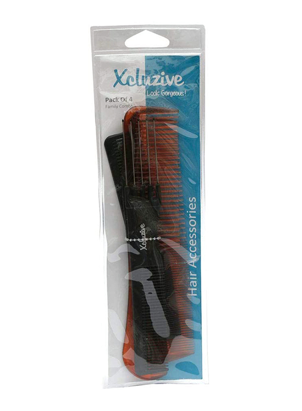 Xcluzive 4 Pieces Family Hair Combs, Black