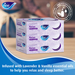 Fine Relax Vanilla Lavender 2-Ply Facial Tissues, 3 Boxes x 150 Sheets