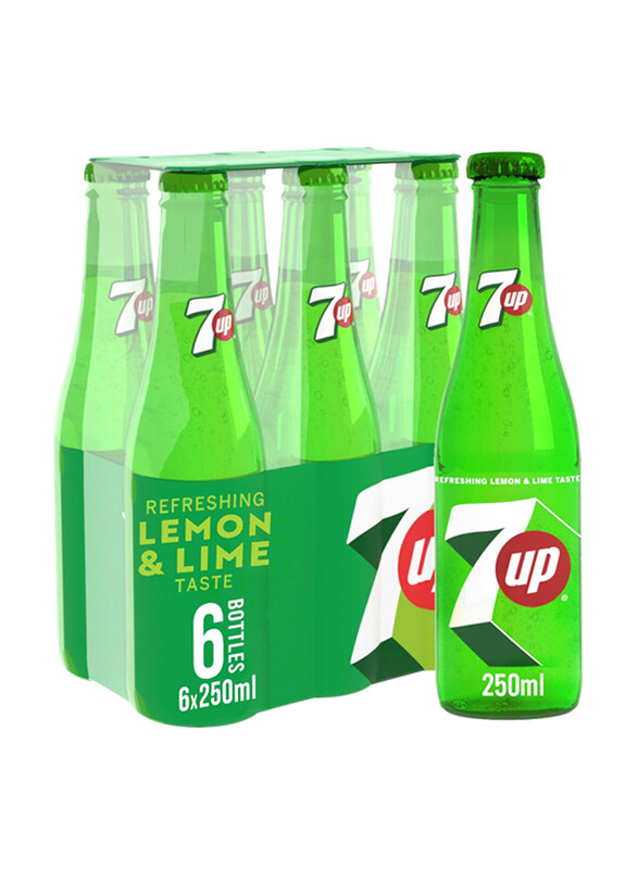 

7UP Carbonated Soft Drink Glass Bottle, 6 x 250ml