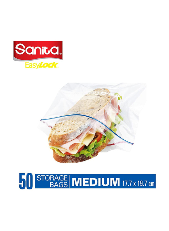 Sanita Easy Lock Food Storage Bags, 50 Bags