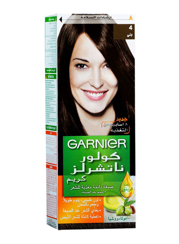 Garnier Color Naturals Nourishing Cream Hair Color, 4 Brown, 40ml + 60ml