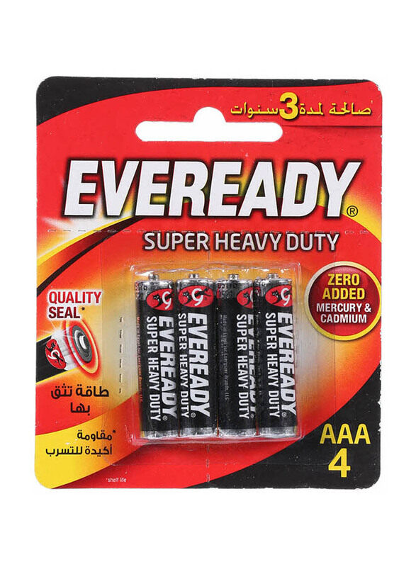 

Eveready Super Heavy Duty AAA Batteries, 4 Pieces, Black