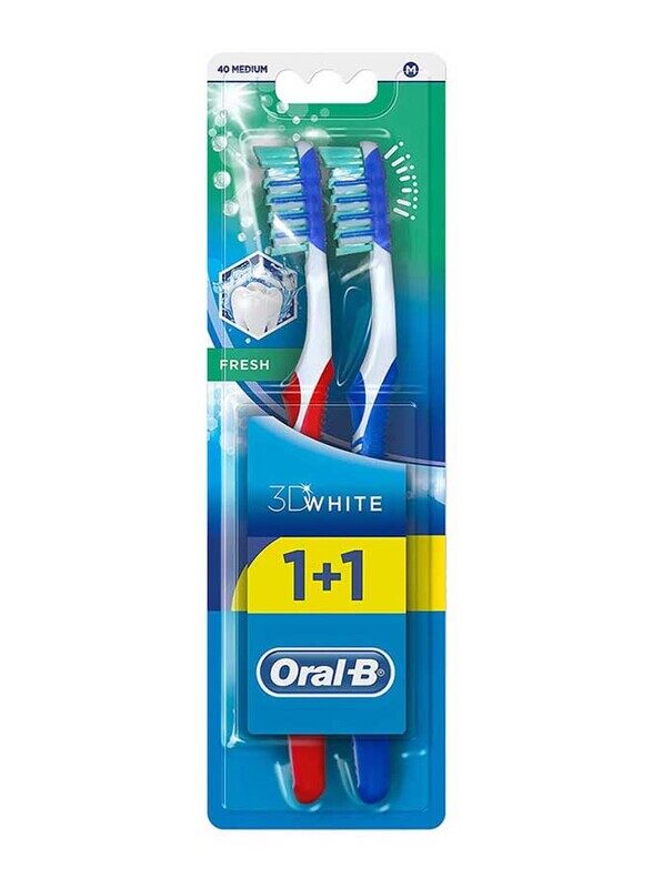 

Oral B Fresh 3D White Medium Bristles Toothbrush, 2 Pieces