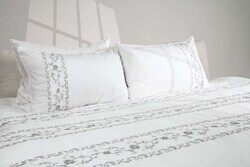 Rou Lane 5pcs High Quality 100% Indian Cotton Duvet Cover Set Super King Majestic Silver