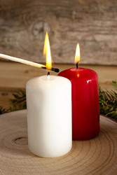 Pillar Candles Set of 2 - Decorative Rustic Candles Scented, White