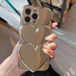 Plating Silver Heart Cases for iPhone 12 Pro with Ball Chain