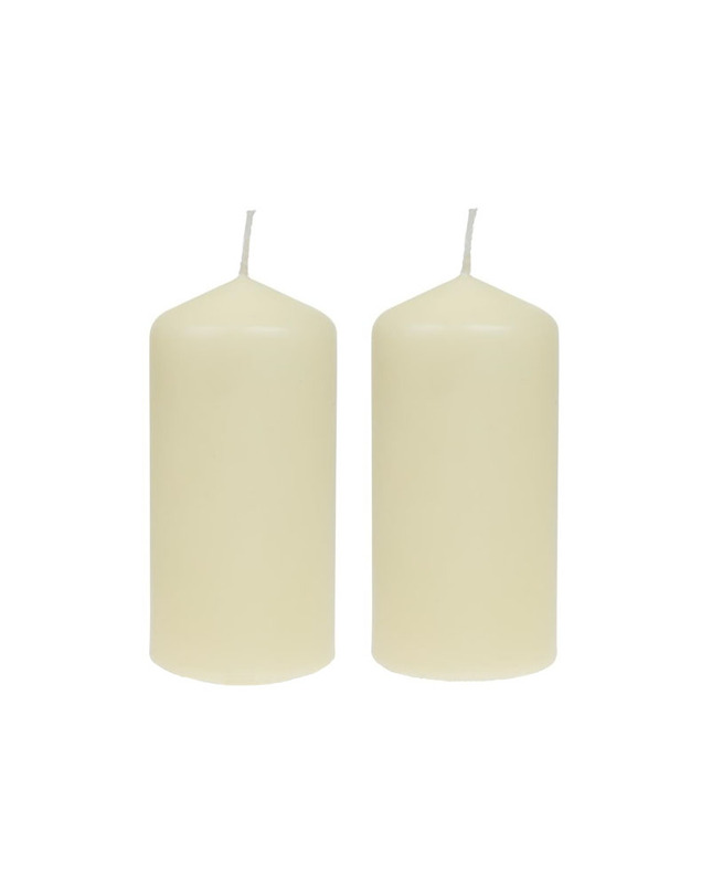 Pillar Candles Set of 2 - Decorative Rustic Candles Scented, Warm White