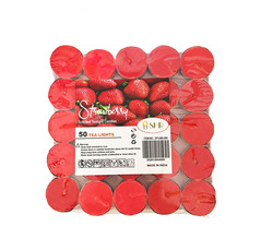 50 Pieces Set Tea Light Candles, Strawberry Scent