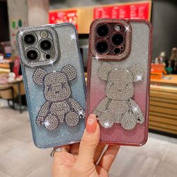 Bling Case Clear Plating Violent Bear Cover for iPhone13 Pro Color Green