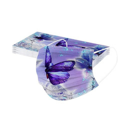 PRINTED BUTTERFLY DESIGN DISPOSABLE FACE MASK 50PCS