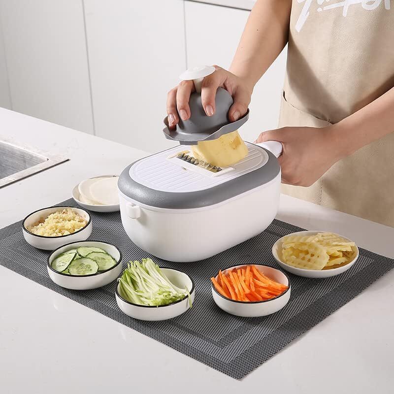 11-in-1 Multifunctional Fast Vegetable Slicer with Strainer Color White-Grey