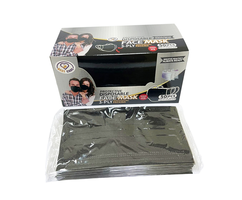 Disposable Face Mask Black Individual Packing  50PCS